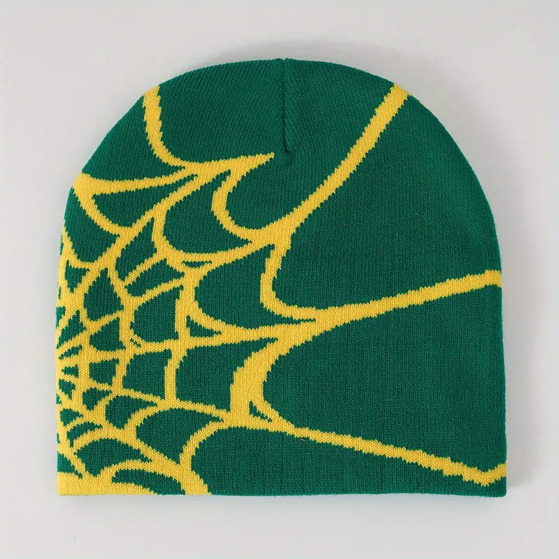 Spider Web Jacquard Y2k Beanie Gothic Unisex Elastic Knit - Temu